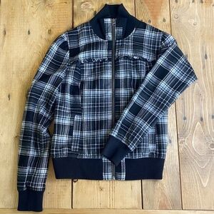 Rubbish Plaid Flannel jacket Black‎ and White Bomber style